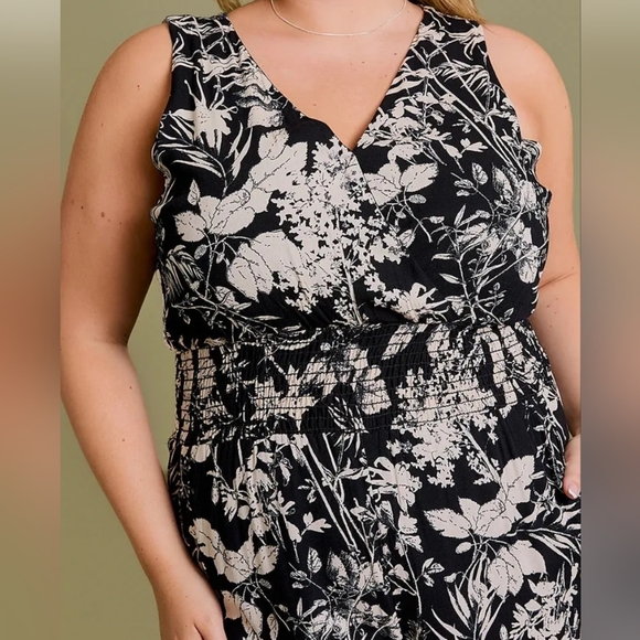 Floral V-Neck Smocked Waist Jumpsuit - Picture 5 of 9